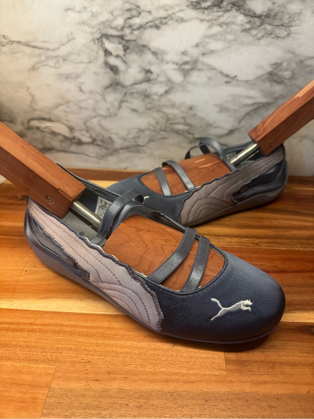 Puma Women's blue and Light Gray Mary Jane Flats